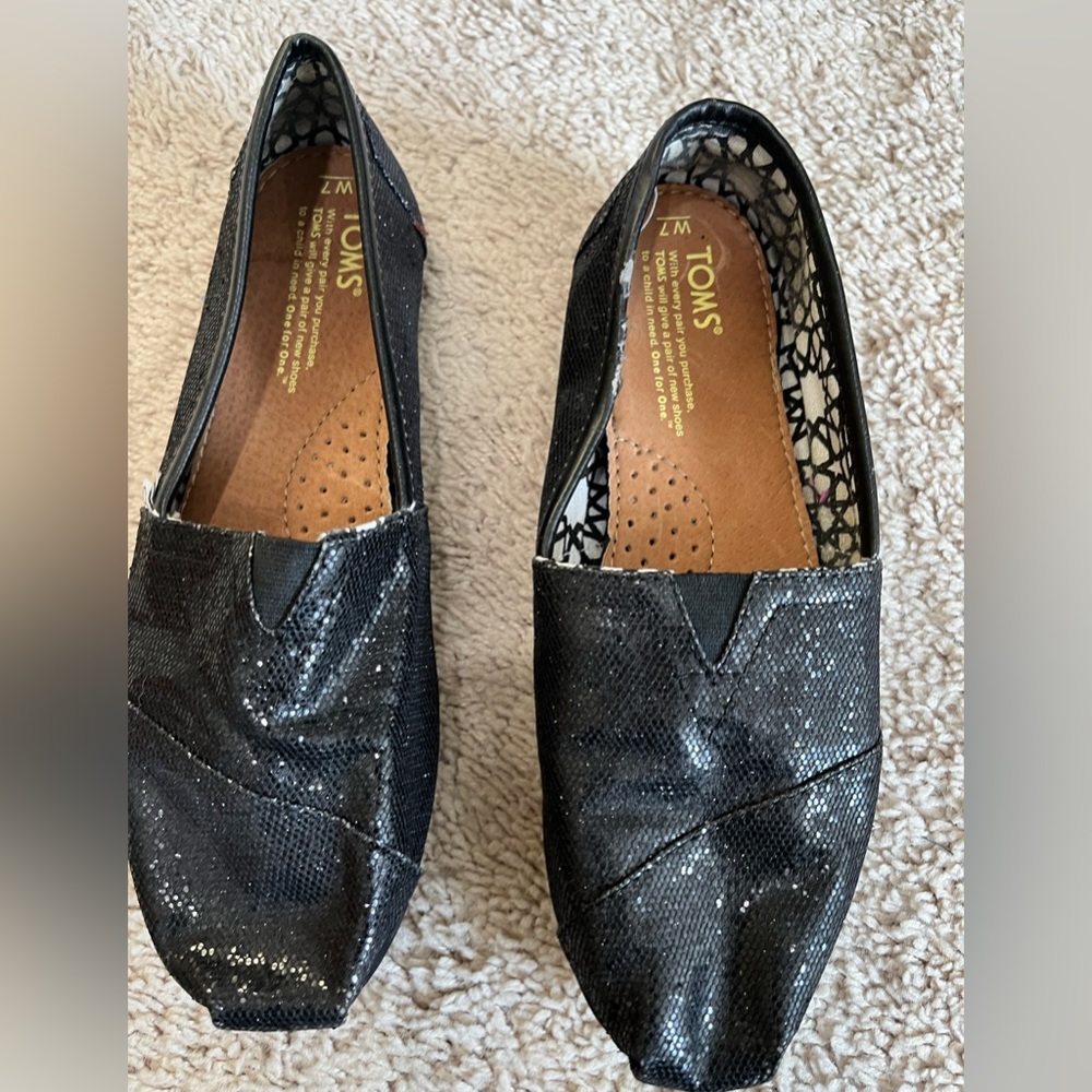 Black Glittery Toms